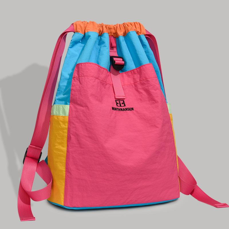 Niche Color Block Dopamine Backpack Cross-border Casual Minimalist Fashion Bag for Girls Student Commute & Daily Use