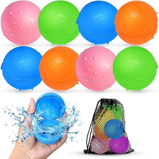 12Pcs Reusable Water Balloons, Pool Beach Water Toys for Boys and Girls, Outdoor Summer Toys for Kids Ages 3-12