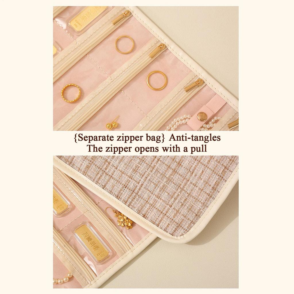 Travel Jewelry Case Organizer Organizer With Zipper Pockets Jewelry Travel Storage Bag Holder For Earrings Rings Bracelets Watch
