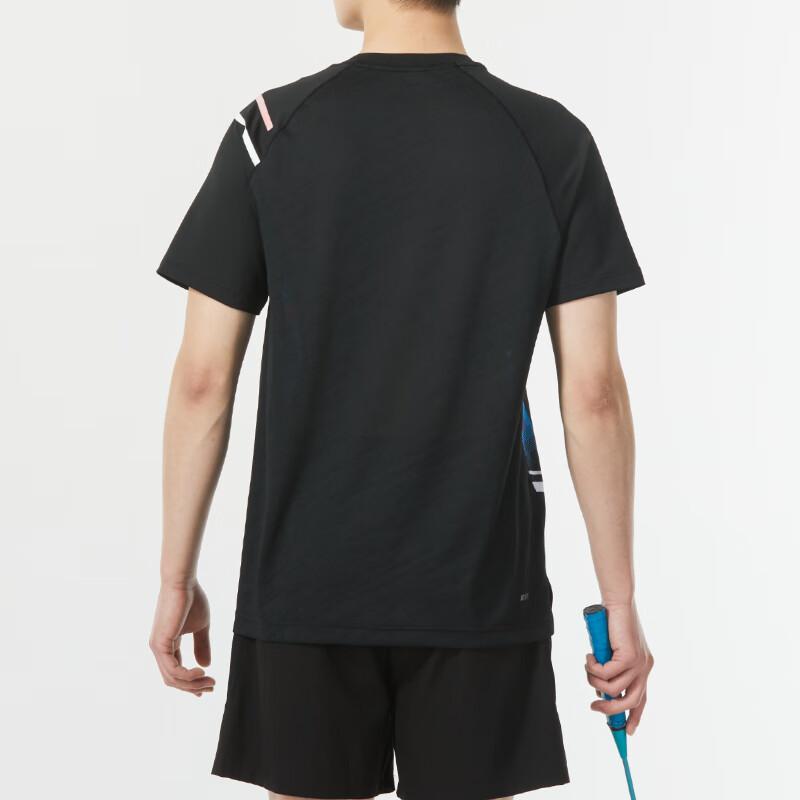 Li-Ning Color Block V-Neck Training Breathable Sports Short Sleeve T-Shirt Unisex Tops Black AAYU131-1