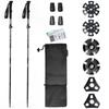 Hiking Life Trekking Poles for Mountaineering [Ultra-lightweight 195g, 34cm Storage Size] 3K Carbon Folding Poles (Set of 2) for Camping, Hiking, Walk