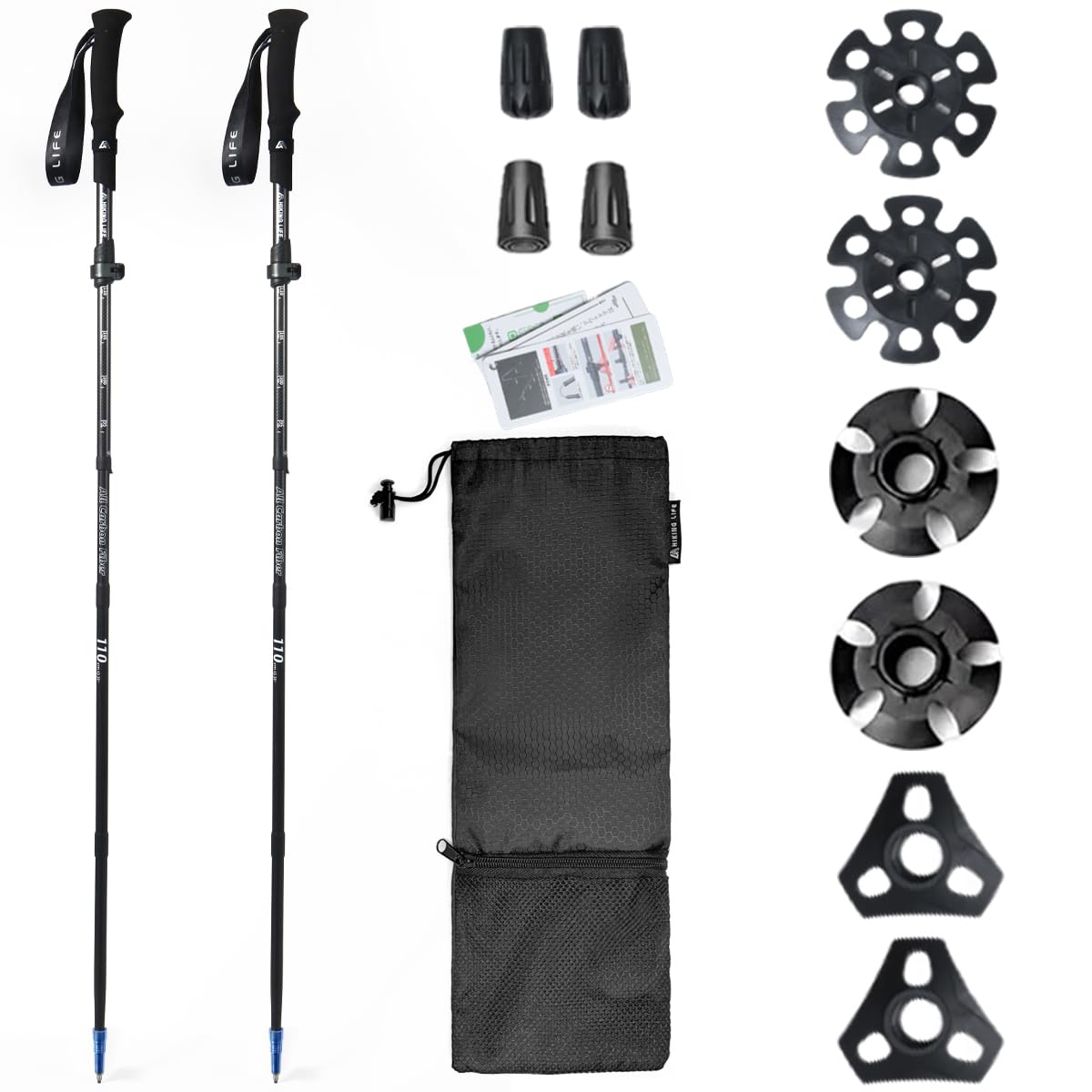 

Hiking Life Trekking Poles for Mountaineering [Ultra-Lightweight 195g, Packed to 34cm] 3K Carbon Fiber, Foldable, Set of 2, Camping, Climbing, Walking