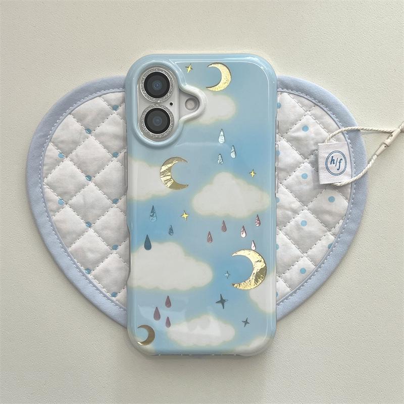 

Custom Blue Sky Laser-Engraved Cloud Raindrop Phone Case Compatible with iPhone 17/16 Pro Max/15/14 - New Style iPhone 17 Pro