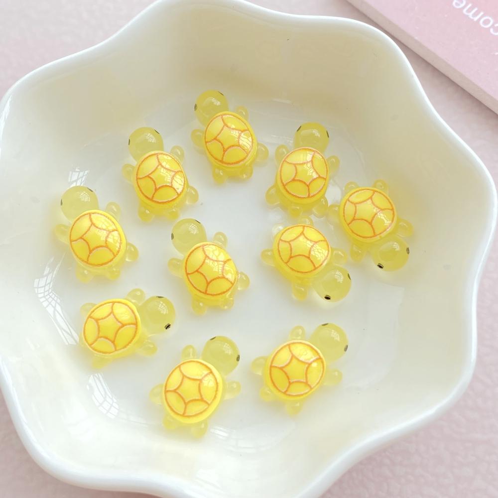 30Pcs Cute Mini Cartoon Night Light Hand-painted Turtle Nail Art Resin Designer Charms DIY Craft For Nail 3D Decorations Jewelry