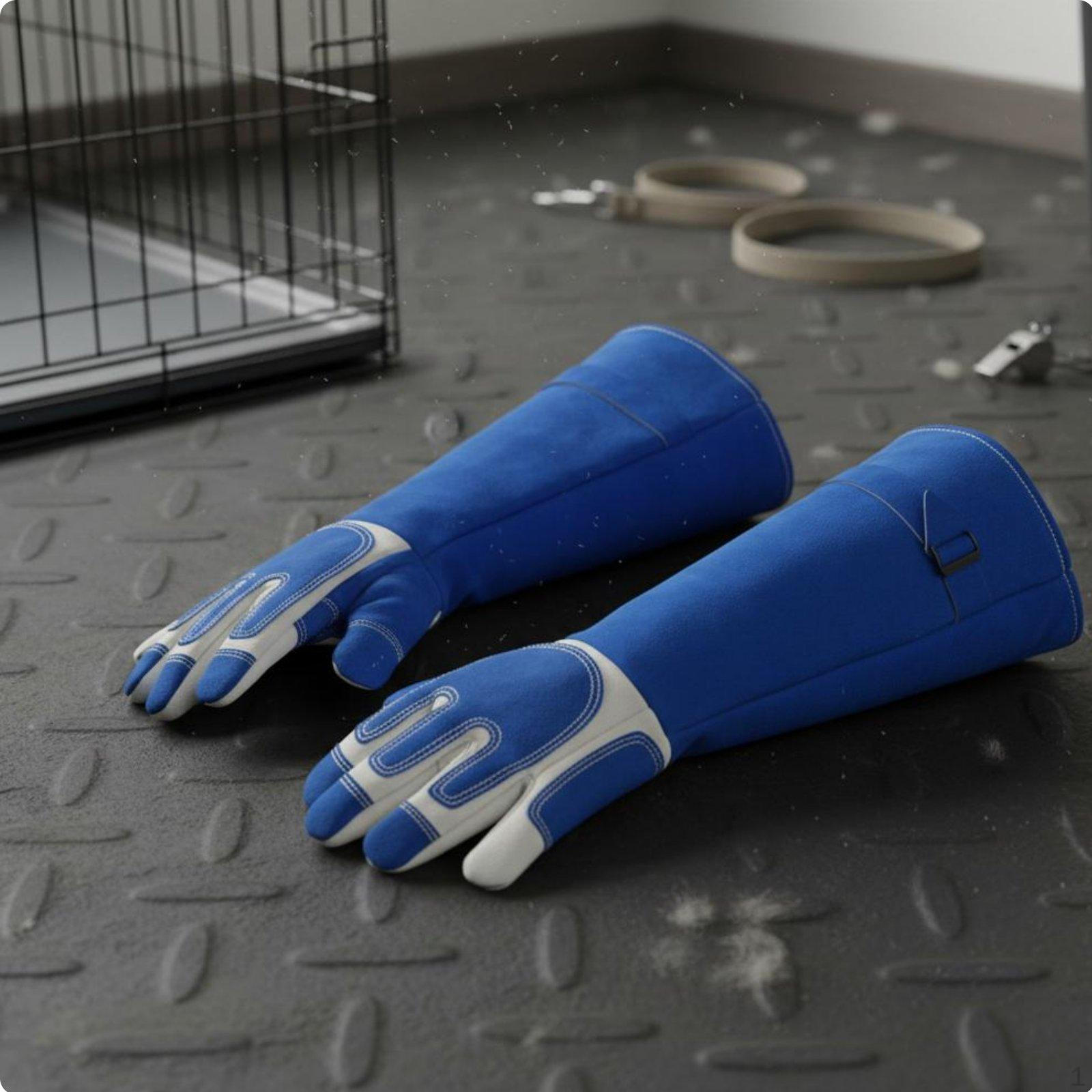 PU Leather Animal Training Gloves Puncture Resistant Bite Forearm Protection