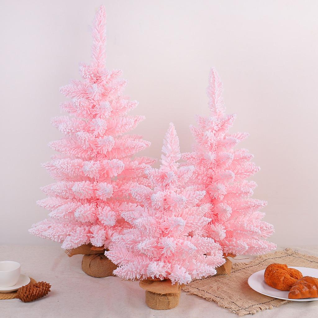 Snow Pointy Pink Spray Mini Christmas Tree Tabletop Window Decoration Decoration