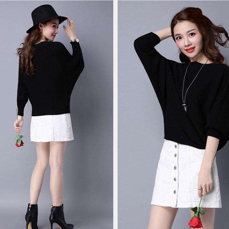 Knit  Pullover Sweater Women's Batwing Sleeve Sweater Coat Loose Large Size Batwing Sweater Short Outer Wear