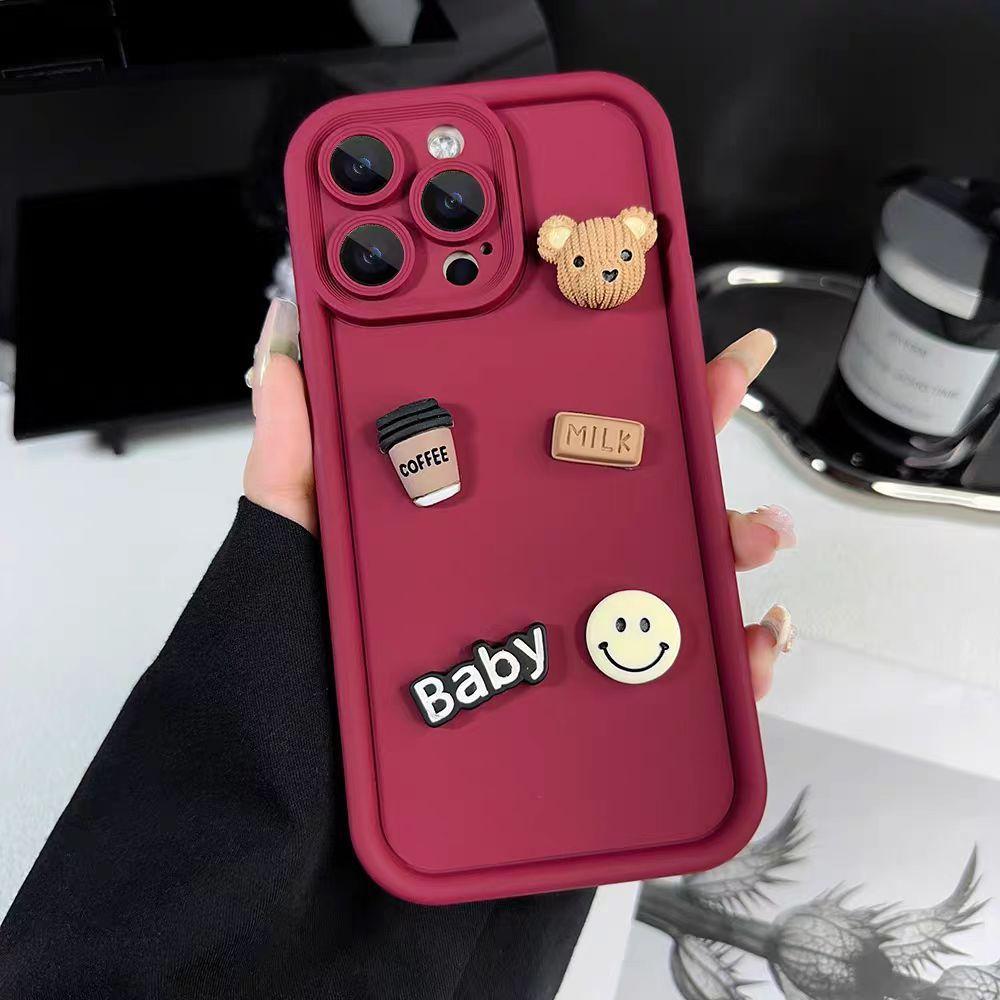 Suitable for IPhone16 Phone Case, Retro Three-dimensional Bear 14Promax, Apple 15 Protective Case, Creative 13 Anti-drop