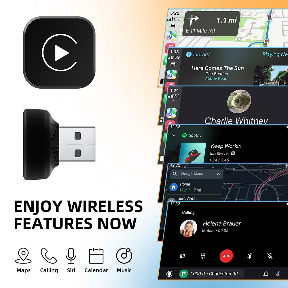 2025 Upgraded Wireless CarPlay Adapter Wireless Android Auto AI Smart Box Intelligent Systems for Wired CarPlay Car