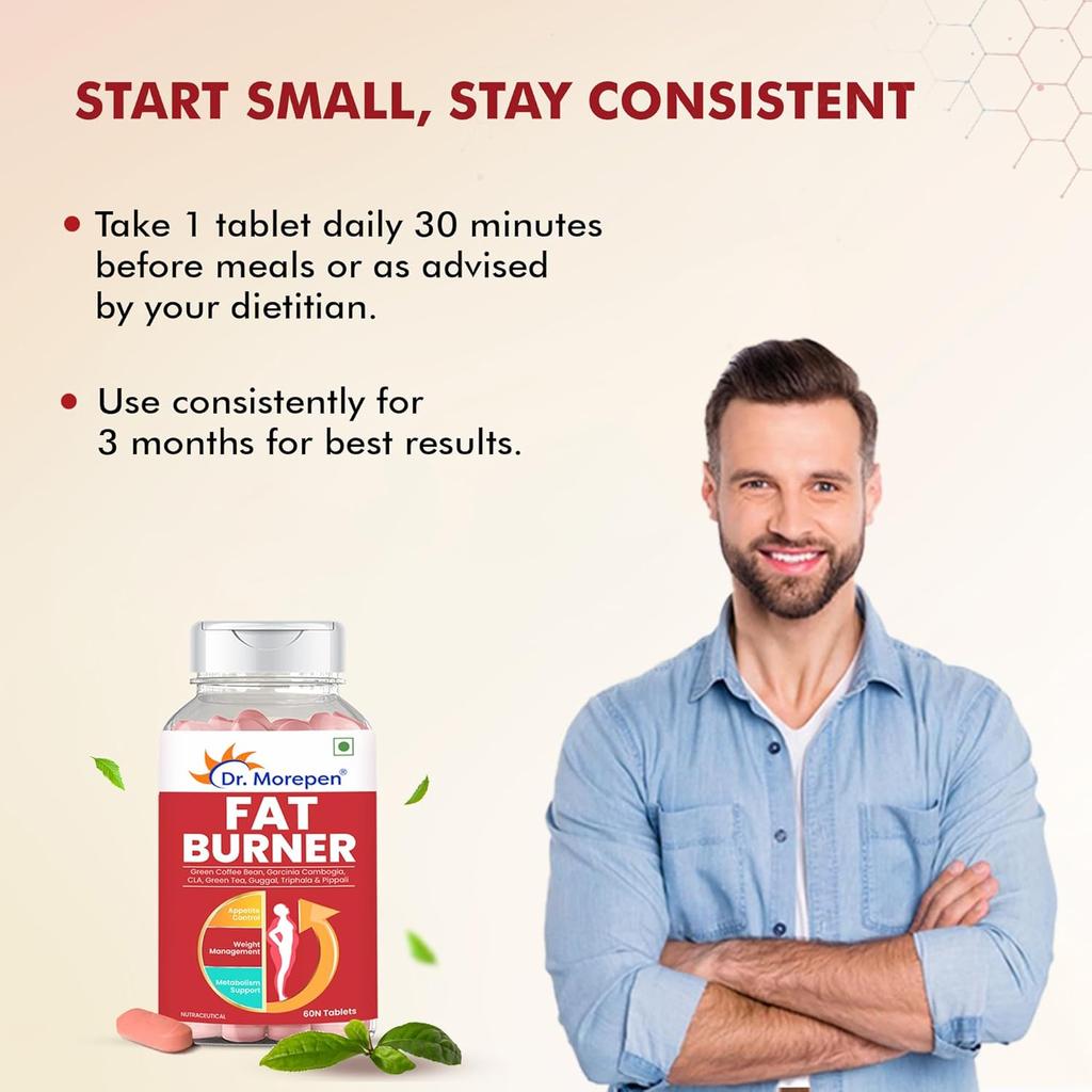 DR. MOREPEN Fat Burner 60 Tablets X Pack Of 2 | Natural Weight Loss Supplement With Garcinia, Green Tea & L-Carnitine