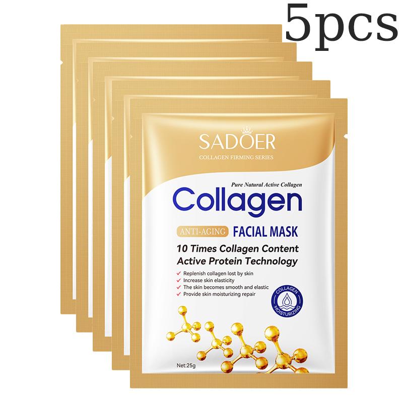Masques Faciaux Collagène SADOER avec Technologie Protéine Active - Hydratation Profonde & Raffermissement, Teneur en Collagène de 16% pour une Santé de la Peau Améliorée, Raffermissement de la Peau