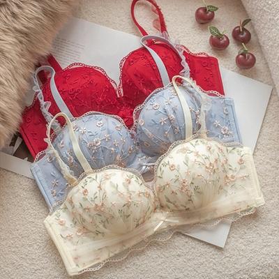 Petits Seins Rassemblés Sous-vêtements pour Femmes Collection Poitrine Plate Seins Latéraux Anti-affaissement Sans Armatures Soutien-gorge pour Femmes en Relief