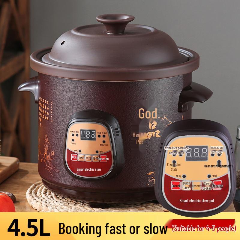 In Stock Fully Automatic Electric Stew Pot: 2.5-6L Ceramic Multi-functional Clay Pot for Soups, Porridge, and Health Cooking