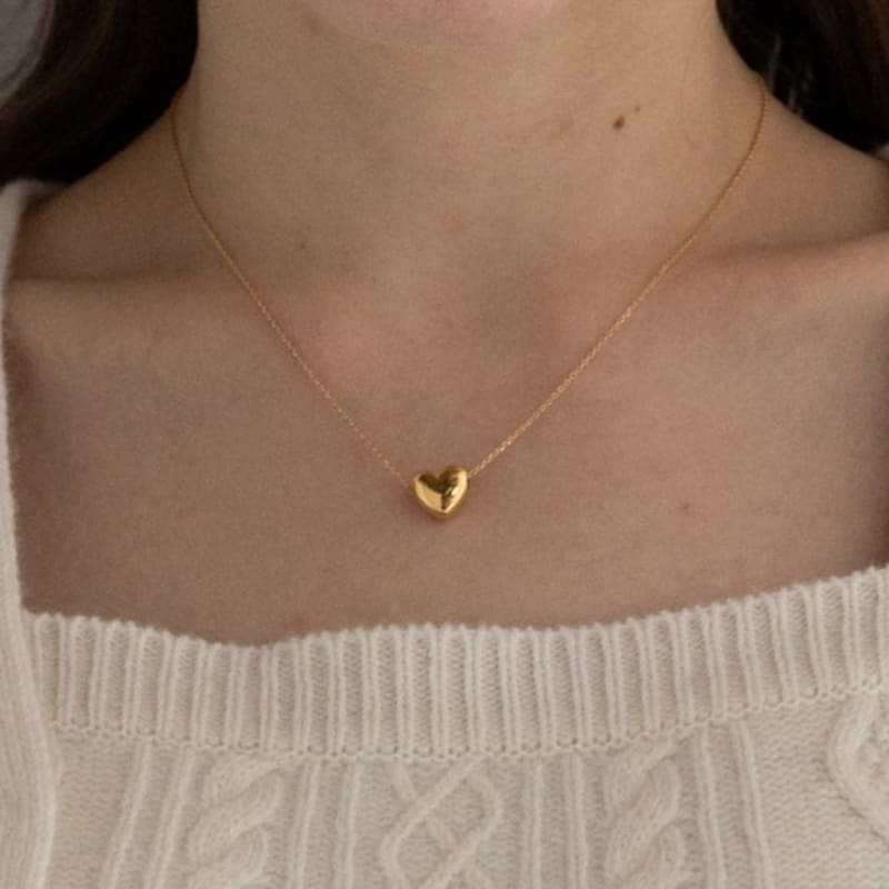 BEFORE MOONRISE [Silver 925] Plump Heart Necklace SN214 - Gold