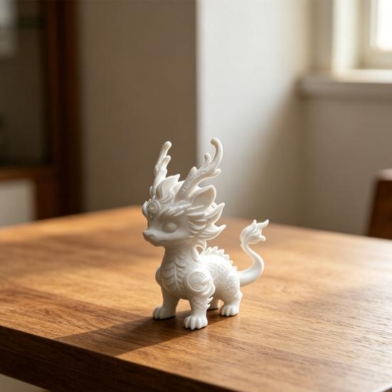 jijijing 3D Printed Qilin Statue, Traditional Chinese Mythical Beast Figurine, Auspicious Wealth And Blessings Figurine for Desk, Feng Shui Ornament