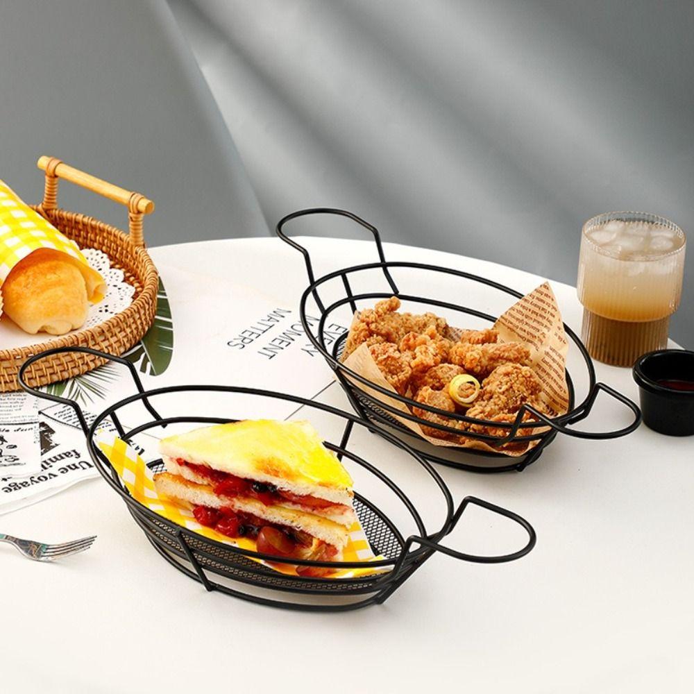 Creative Oval French Fries Basket Metal Basket Fried Chicken Basket Fast Food Baskets  Fast Food