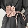 Floral PU Leather Flower Waist Chain Large Bohemian Waistband Leather Rope Belt  Dress Accessories