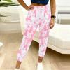 Summer Ladies Mottled Patterns Printed Sweatpants Loose Fit Drawstring Joggers Elastic Cuff Daily Casual Pants