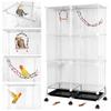 Bird Cage Rolling Stand Wheels with Stand Tray Swing Ladder Metal Parrot Cage for Parrots Cockatiels Conure Budgie Canary Finch