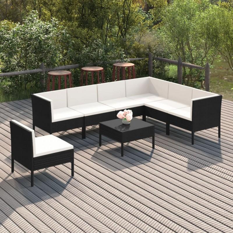 Day and Night - Day and Night Garden Furniture Set 8 Pieces and Black Synthetic Rattan Cushions