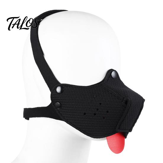 Roleplay Fetish Gear Neoprene Puppy Tongue Mask, Adjustable Muzzle Mouth Gag for Couples, Elastic Breathable Halloween Party Mask Dog Role Play, BDSM