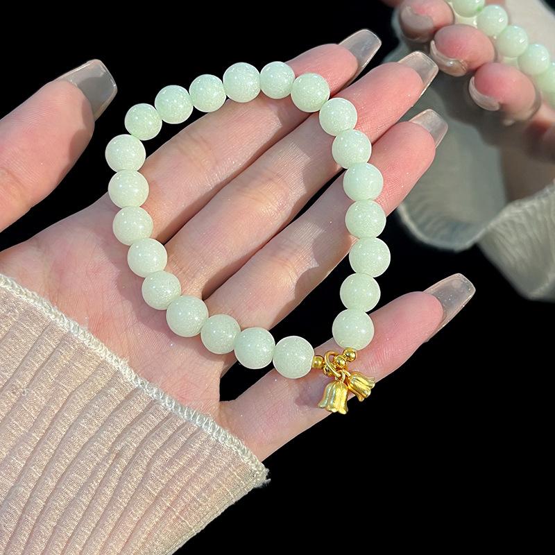 

Браслет из бисера «Ландыш», женский ретро-темпераментный браслет из синтетического белого нефрита, летние украшения