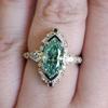 Luxury 2025 New Jewelry Alloy Inlaid Green Horse Eye Zircon Ring Ins European and American Women's Diamond Ring
