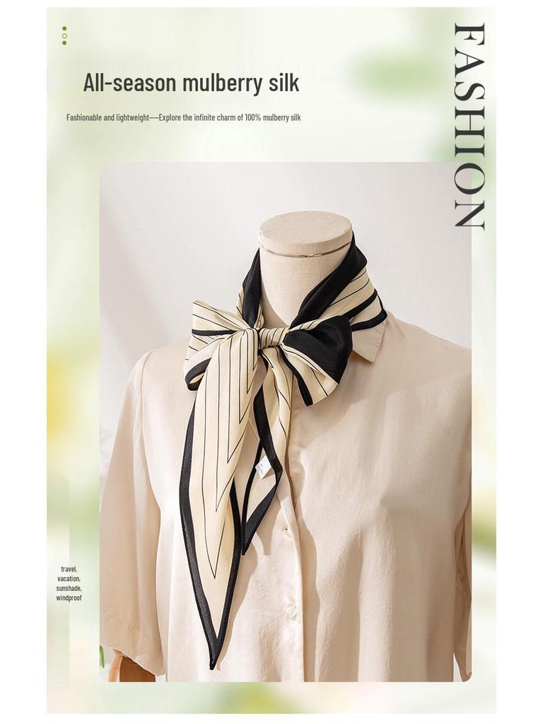 Autumn Double Crepe Silk Scarf: Versatile Casual Neck Warmer & Sun Protection Shawl for Women