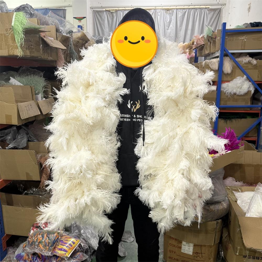 DIY Luxury White Ostrich Feather Boa 15-20CM Plume Fluffy Shawl Scarf for Wedding Photography Stage Costume Carnival Party Decor