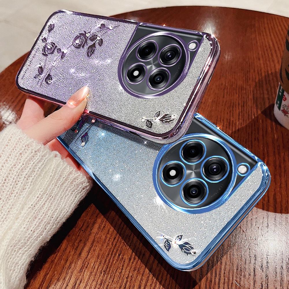 KADEM For OnePlus Ace 3 Pro 5G Case Flower Pattern TPU Gradient Phone Cover with Lanyards