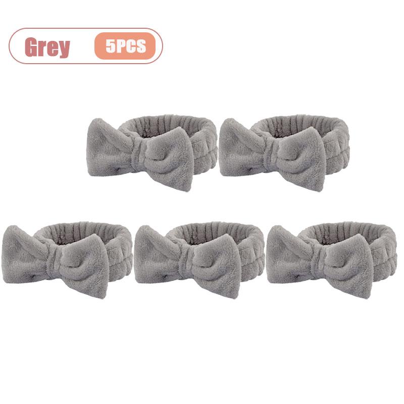 1-20PCS Soft Coral Fleece Headband for Face Washing Makeup Bow Design Hair Hoop Light Beige Yoga Turban for Girls Women