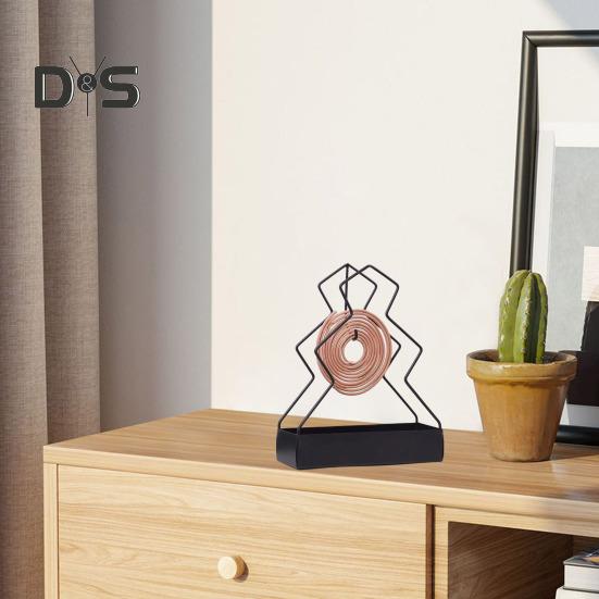 Metal Incense Coil Holder with Ash Catcher Tray Cat Ear Pine Tree Repellent Spiral Incense Hanger Stand Portable Incense Burner Decoration
