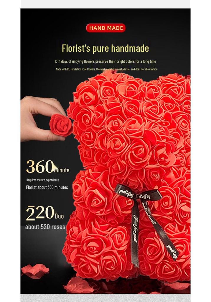 Eternal Rose Bear - Creative Foam Flower Gift for Valentine's, Mother's Day, or Birthday