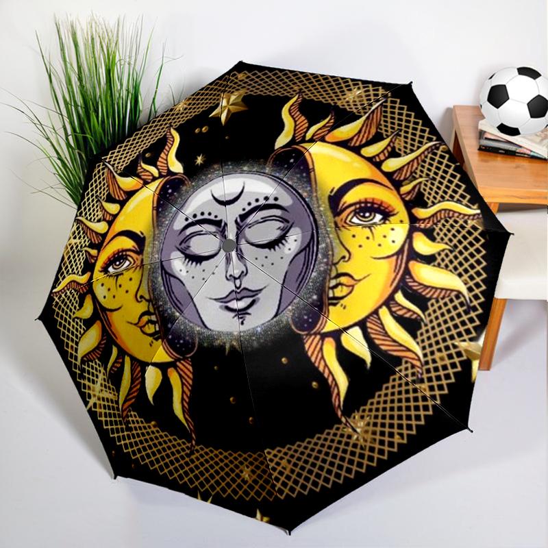 Retro Sun and Moon Umbrella Automatic Open/close, Sturdy Iron Frame & 8-Rib Struct, Umbrella for Women & Men, Christmas Gifts