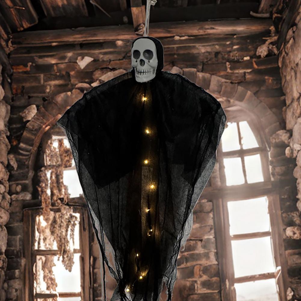 Glowing Hanging Ghost Prop Halloween Skeleton Ghost Decorations Spooky Halloween Hanging Skeleton Ghost for Outdoor Garden