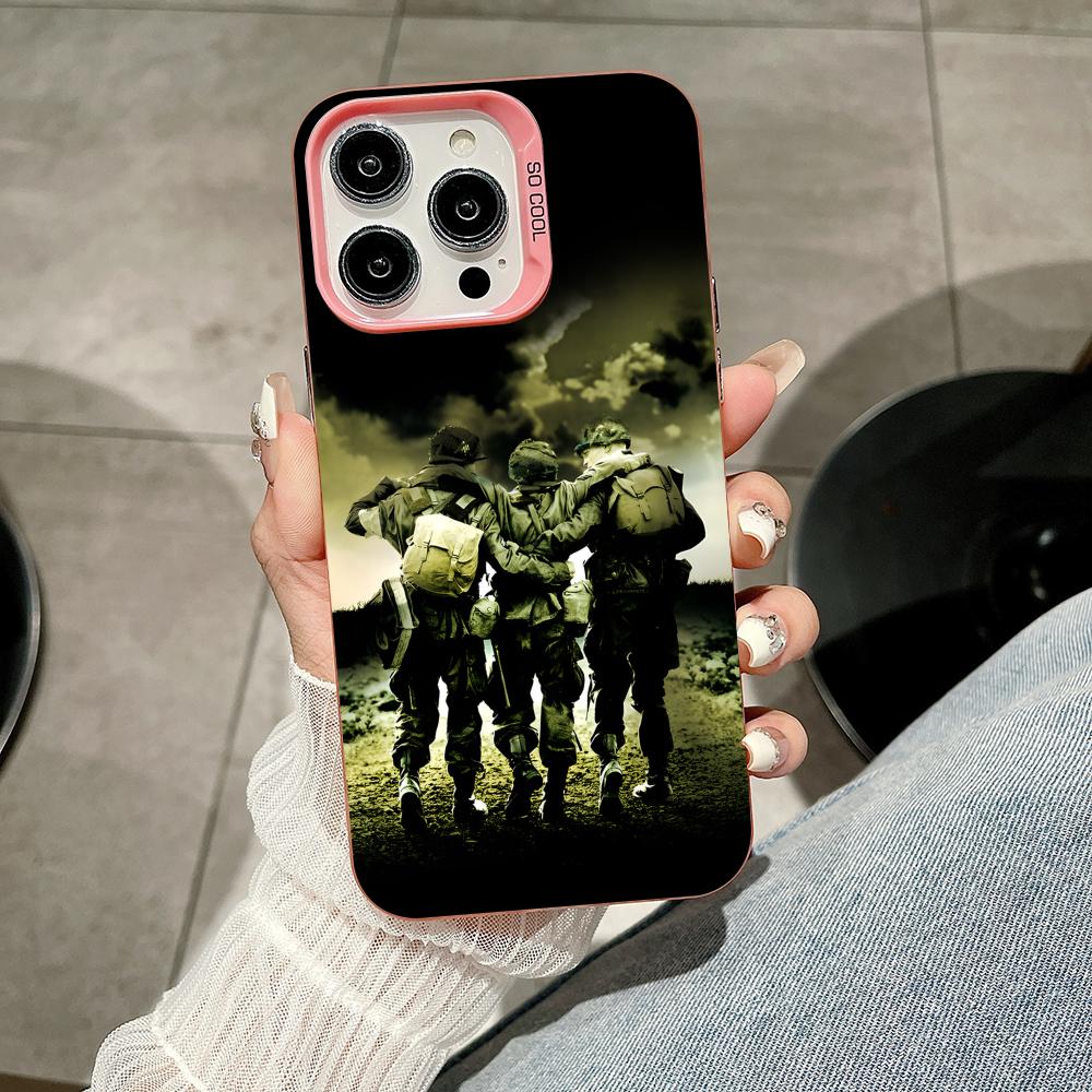 

Чехол для телефона Band of Brothers для iPhone 17 16 15 14 13 12 11 X XR XS Air Pro Max Plus Розовый Цветной Серебристый Чехол iPhone 16e