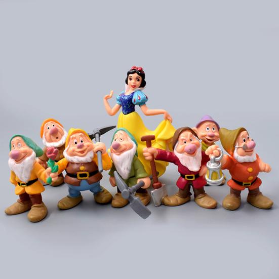 8Pcs/Set Snow White Seven Dwarfs Figures Model  Toys Ornaments Home Decoration