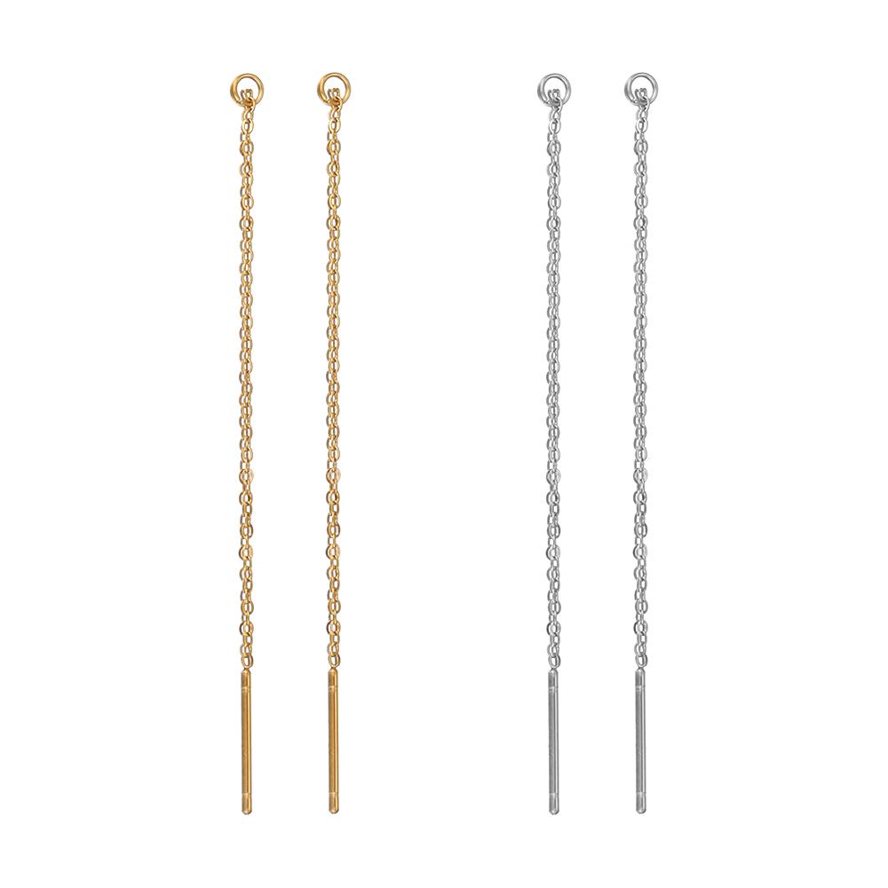 10pcs Gold Color Plated Stainless Steel 8cm Long Chain Ear Line Earrings Earwire DIY Women Drop Dangle Earrings Jewelry Making