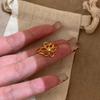 Fashionable and Minimalist Hollow Flower Design, Gold Ring Inlaid with Yellow Zircon, Adjustable Women's Open Ring