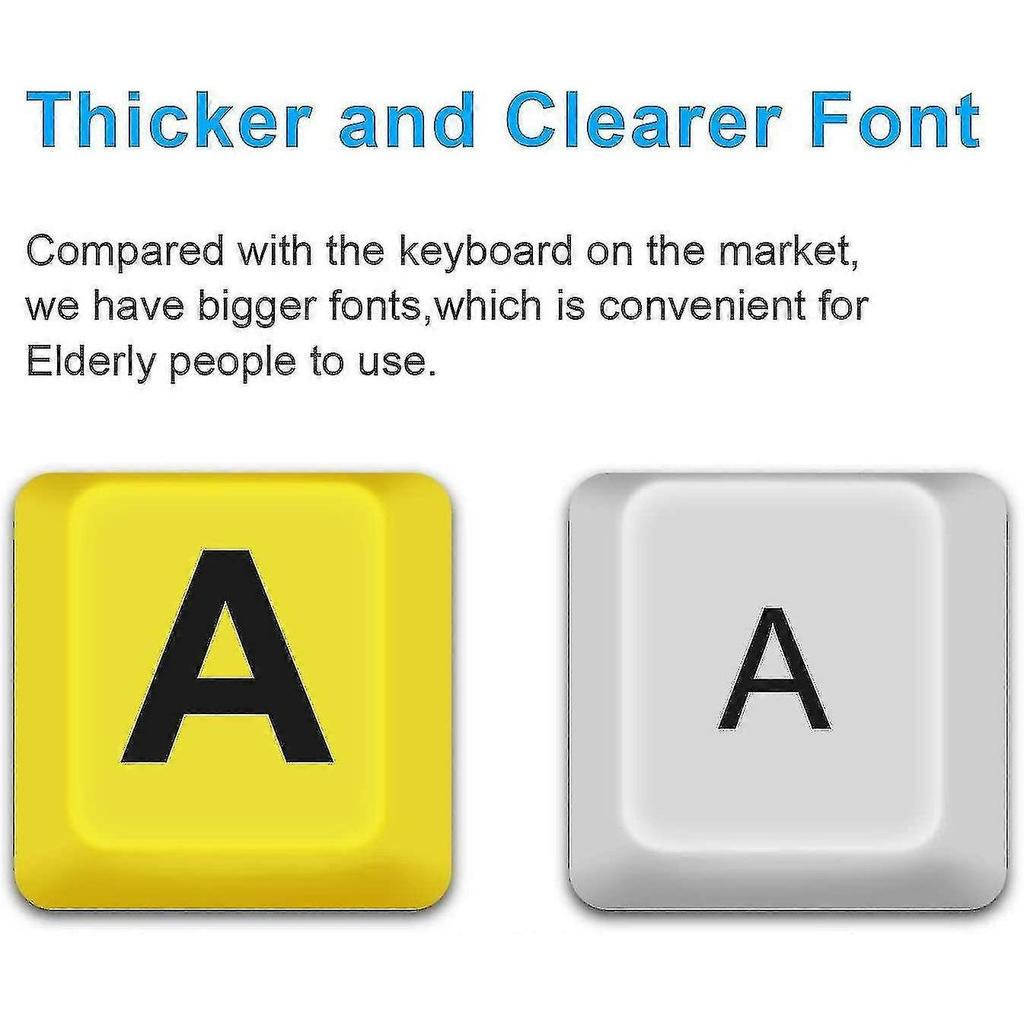 Large Print Computer Keyboard, Wired Usb High Contrast Keyboard With Oversized Print Letters For Visually Impaired Low Vision Individuals (yellow+blac