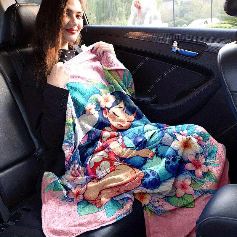 1pc Stitch Printing Blanket - Soft, All-Season Throw for Living Room, Bedroom,Personalized Gift with Adorable Cartoon Design