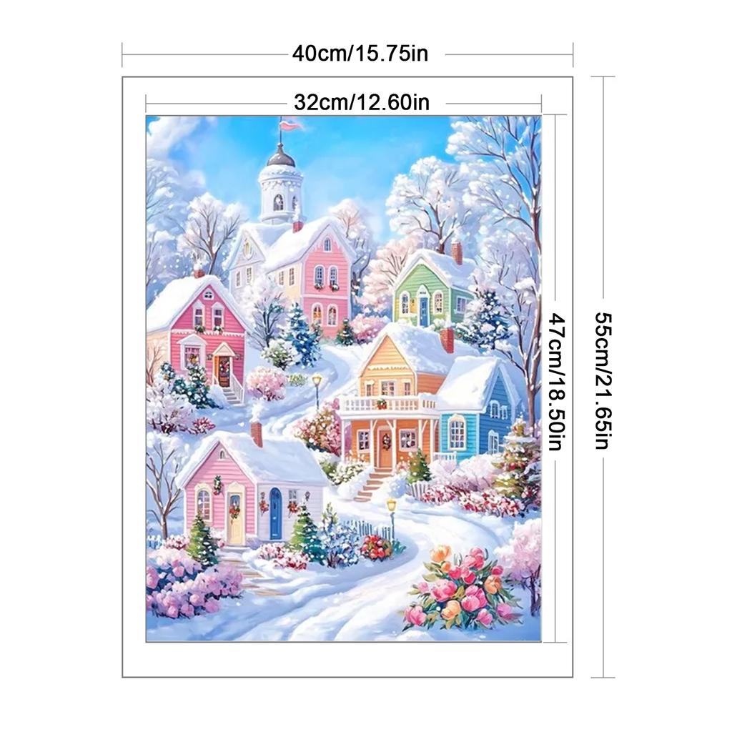 Winter Cabin Full 11CT DIY Stamped Cross Stitch Kits 40x55cm Embroidery Needlepoint Starter Kits for Adults Home Decor