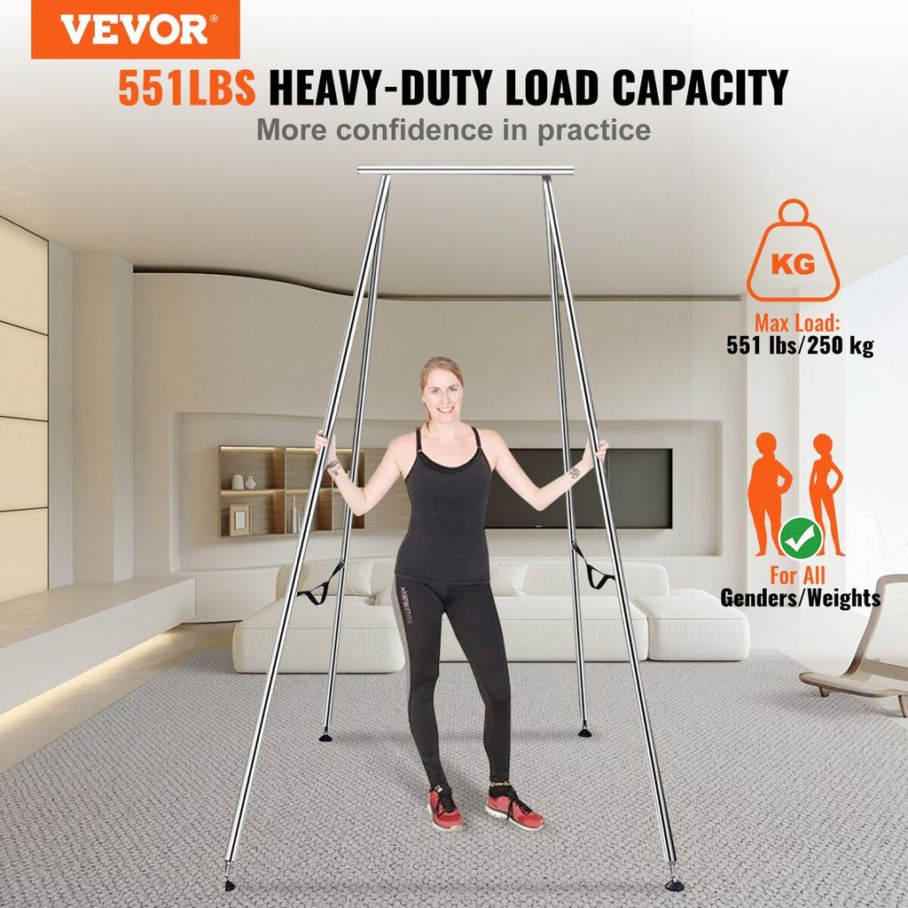 Aerial Yoga Frame, 9.67 Ft Height Yoga Swing Stand, Max 551.15 Lbs Load Chrome-Plated Steel Pipe Inversion Yoga Swing Stand Yoga Rig Yoga Sling