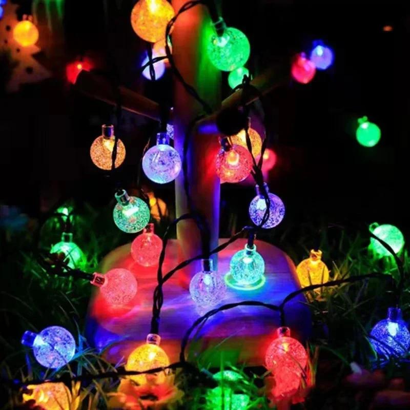 LED Solar String Lights Outdoor Waterproof Crystal Globe Lights with 8 Modes Garden Light for Patio Party Christmas Decoration
