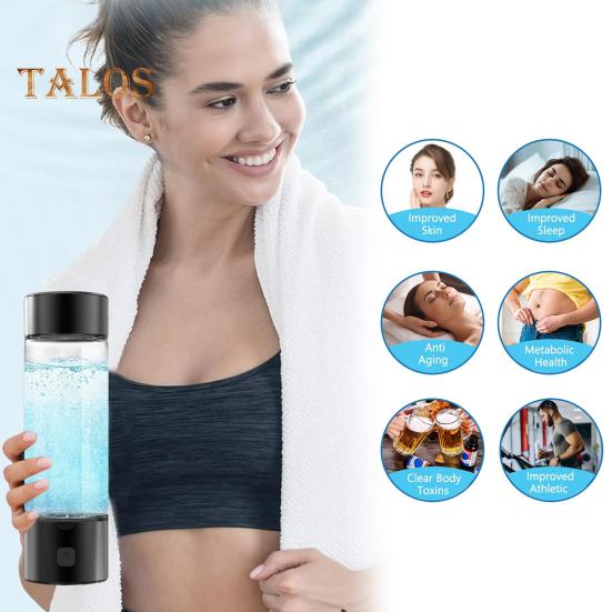 Hydrogen Water Bottle Generator 1400PPB 460ml Portable Hydro Water Cup SPE PEM Tech Universal Water Water Bottle Machine Gift for Husband Wife Family