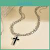 Punkinspired Cross Pendant Necklace With Electroplated Alloy Chain For Unisex Accessories