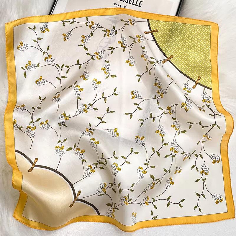 100% Pure Silk Scarf Women Neck Hair Foulard High Quality Bandana Square Headband Hijab Print Poncho Scarves Pashmina Sjaals