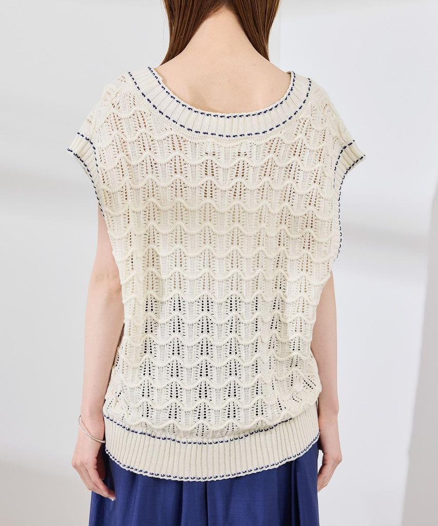 ROPE PICNIC Stitch Openwork Knit Vest GDM45000 38 Women's Color-Coordinated Off-the-Shoulder (15)