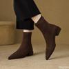 Fashionable versatile elastic boots women new autumn winter look slim back zipper bare boots pointed warm women short boots