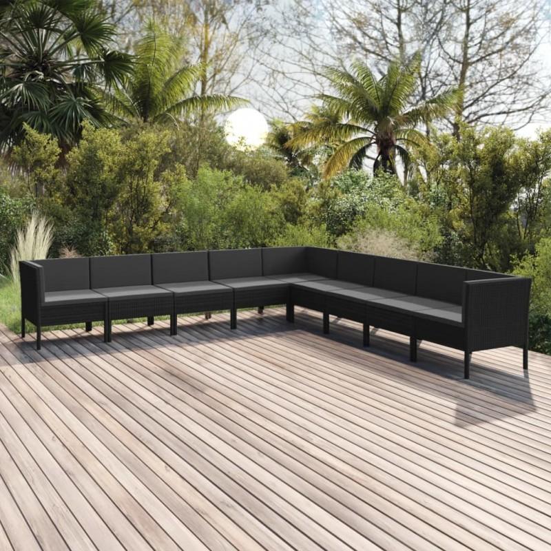 Day and Night - Day and Night Garden Furniture Set 9 Pieces Black Synthetic Rattan Cushions